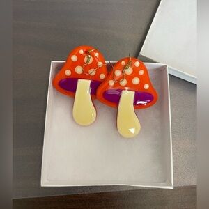 Blush Daisy Whimsical Orange and Purple Mushroom Earrings
